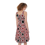 Playing Card Suits Plaid Pattern Print Women's Sleeveless Dress