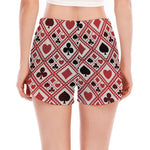 Playing Card Suits Plaid Pattern Print Women's Split Running Shorts