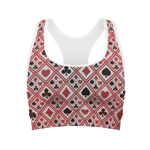 Playing Card Suits Plaid Pattern Print Women's Sports Bra