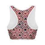 Playing Card Suits Plaid Pattern Print Women's Sports Bra