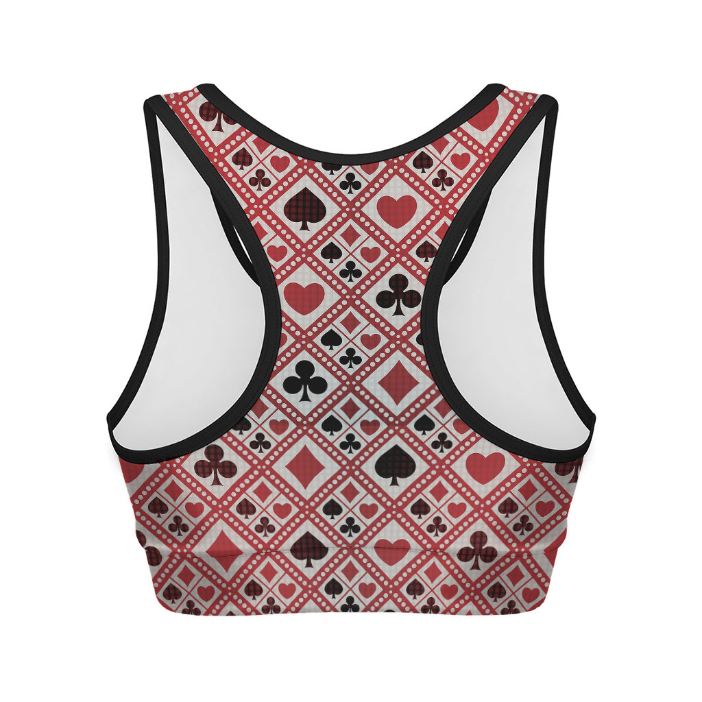 Playing Card Suits Plaid Pattern Print Women's Sports Bra