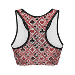 Playing Card Suits Plaid Pattern Print Women's Sports Bra