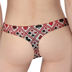 Playing Card Suits Plaid Pattern Print Women's Thong