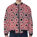 Playing Card Suits Plaid Pattern Print Zip Sleeve Bomber Jacket