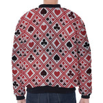 Playing Card Suits Plaid Pattern Print Zip Sleeve Bomber Jacket