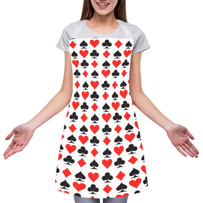 Playing Card Symbols Pattern Print Adjustable Apron