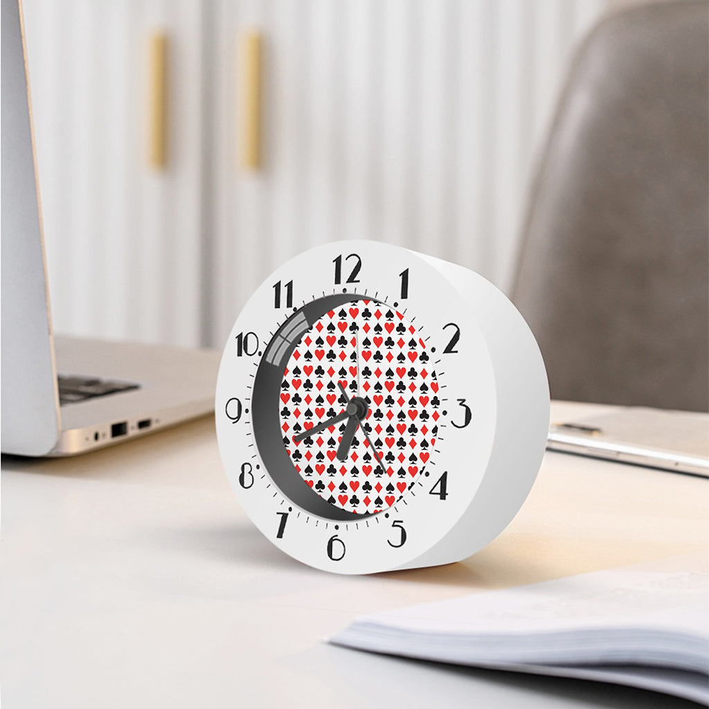 Playing Card Symbols Pattern Print Alarm Clock