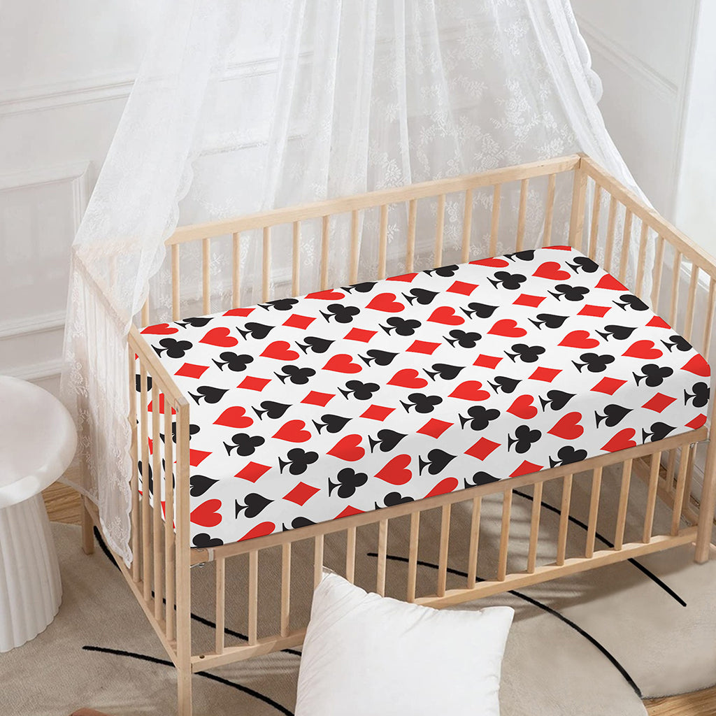Playing Card Symbols Pattern Print Baby Crib Sheet