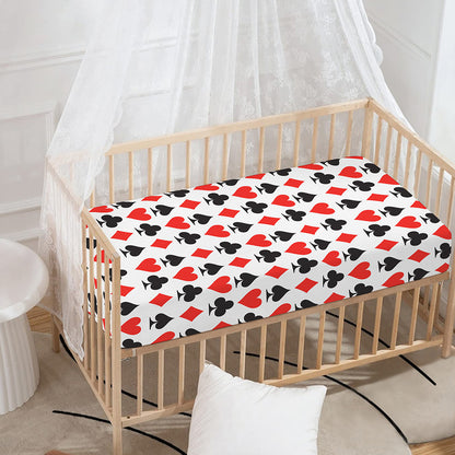 Playing Card Symbols Pattern Print Baby Crib Sheet