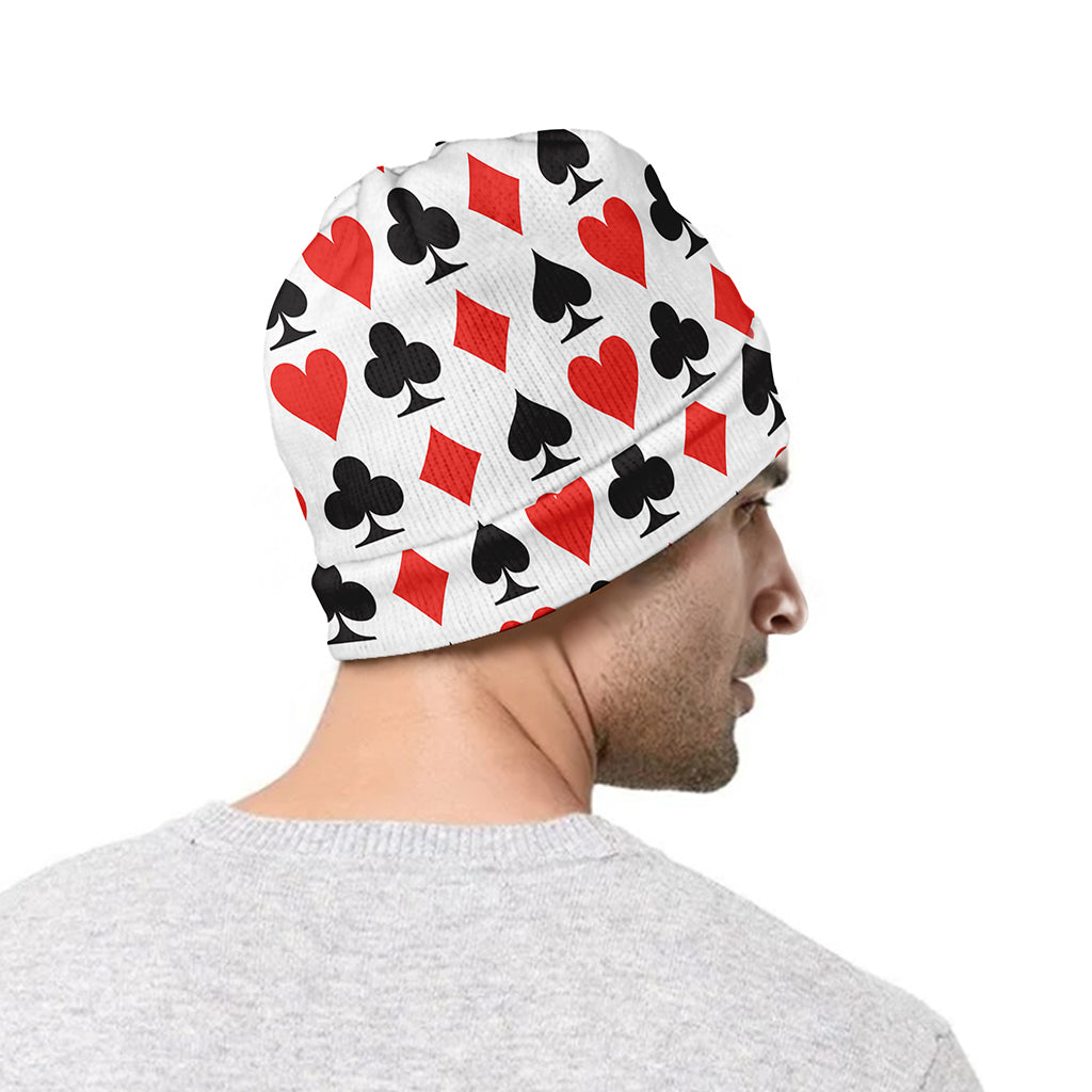 Playing Card Symbols Pattern Print Beanie