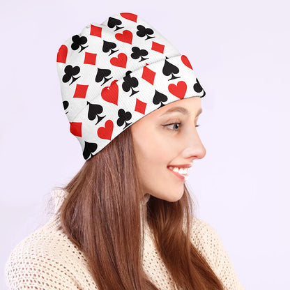 Playing Card Symbols Pattern Print Beanie