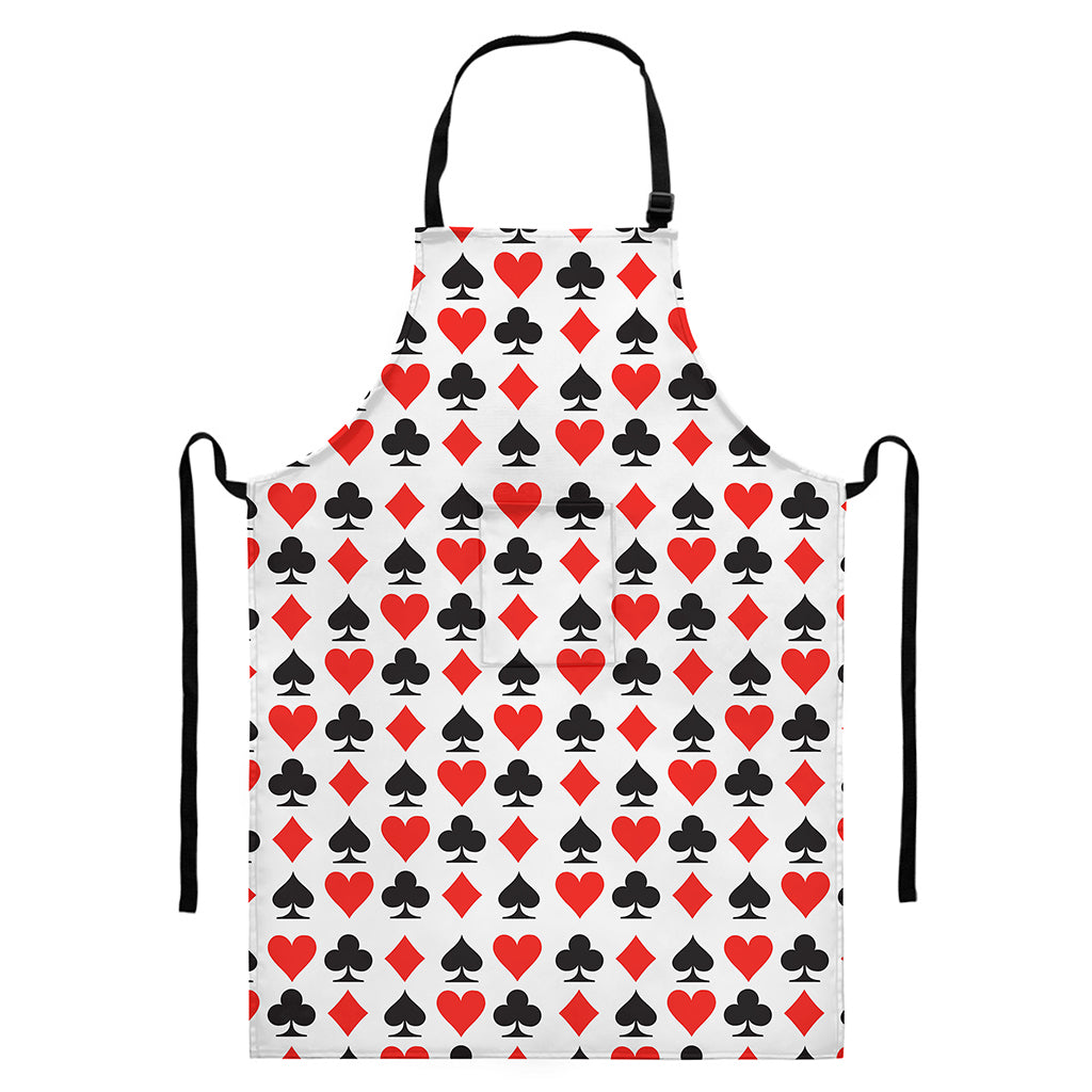 Playing Card Symbols Pattern Print Bib Apron With Pocket