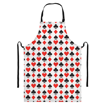 Playing Card Symbols Pattern Print Bib Apron With Pocket