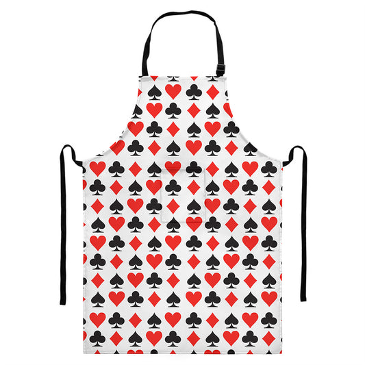 Playing Card Symbols Pattern Print Bib Apron With Pocket