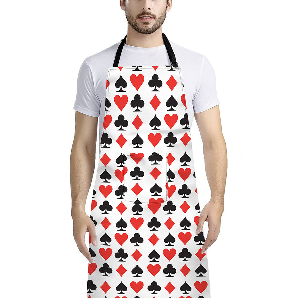 Playing Card Symbols Pattern Print Bib Apron With Pocket
