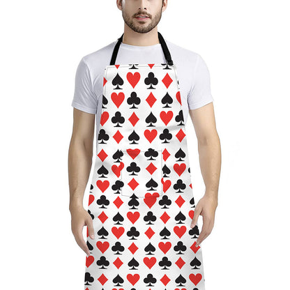 Playing Card Symbols Pattern Print Bib Apron With Pocket