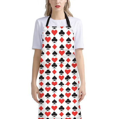 Playing Card Symbols Pattern Print Bib Apron With Pocket