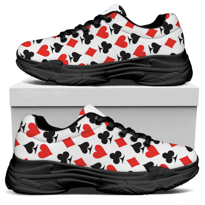 Playing Card Symbols Pattern Print Black Chunky Shoes