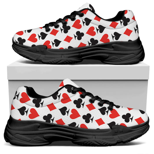 Playing Card Symbols Pattern Print Black Chunky Shoes
