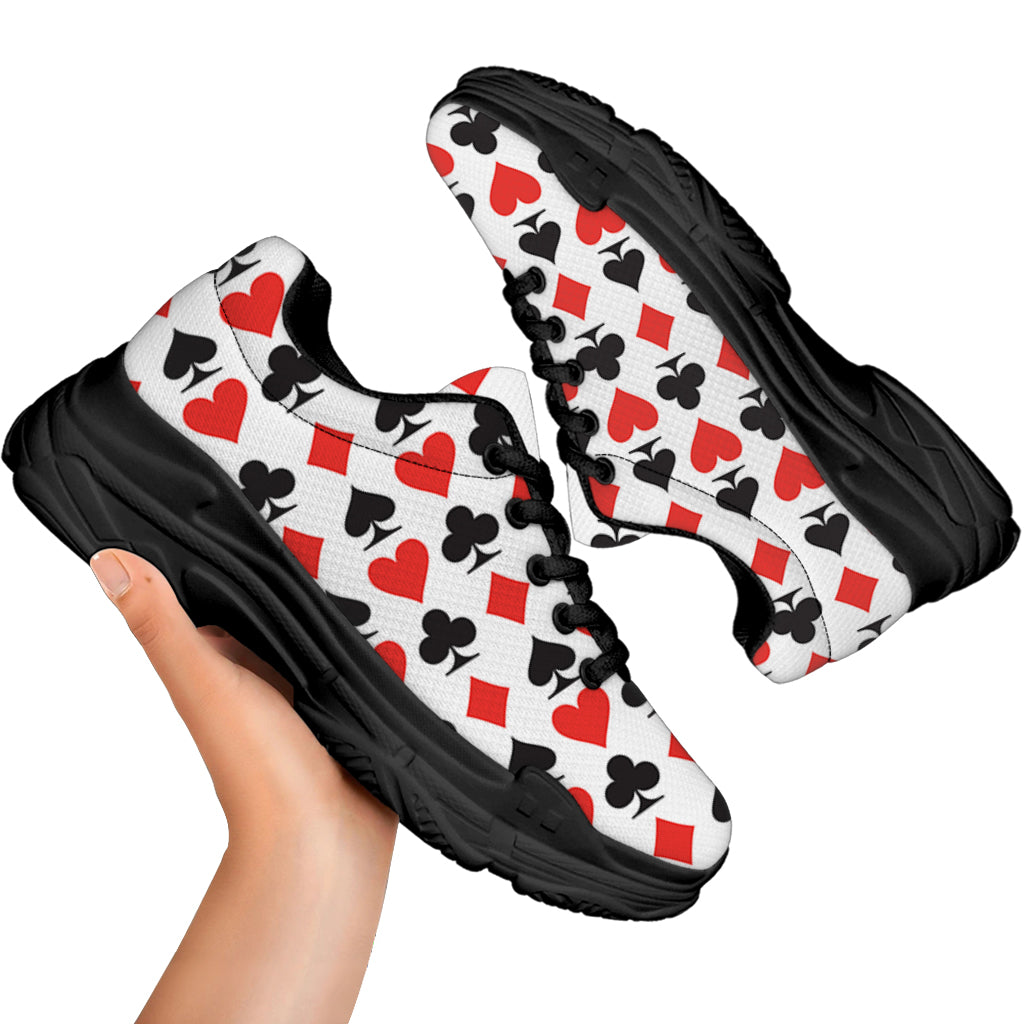 Playing Card Symbols Pattern Print Black Chunky Shoes