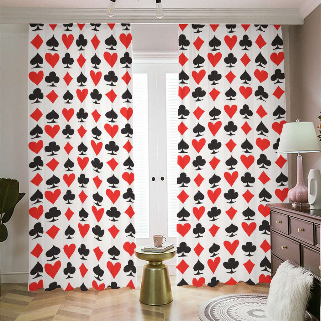 Playing Card Symbols Pattern Print Blackout Pencil Pleat Curtains