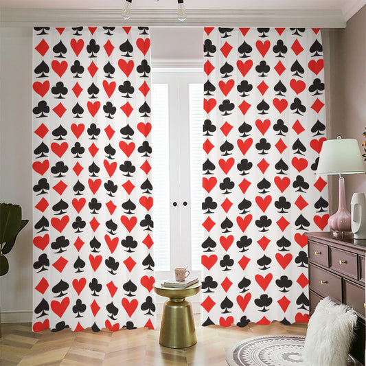 Playing Card Symbols Pattern Print Blackout Pencil Pleat Curtains