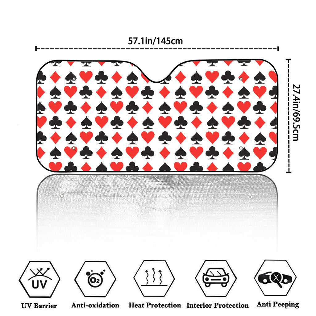 Playing Card Symbols Pattern Print Car Windshield Sun Shade