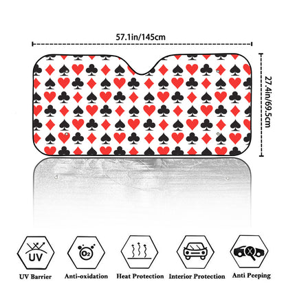 Playing Card Symbols Pattern Print Car Windshield Sun Shade
