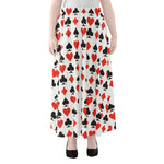 Playing Card Symbols Pattern Print Chiffon Maxi Skirt