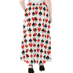 Playing Card Symbols Pattern Print Chiffon Maxi Skirt
