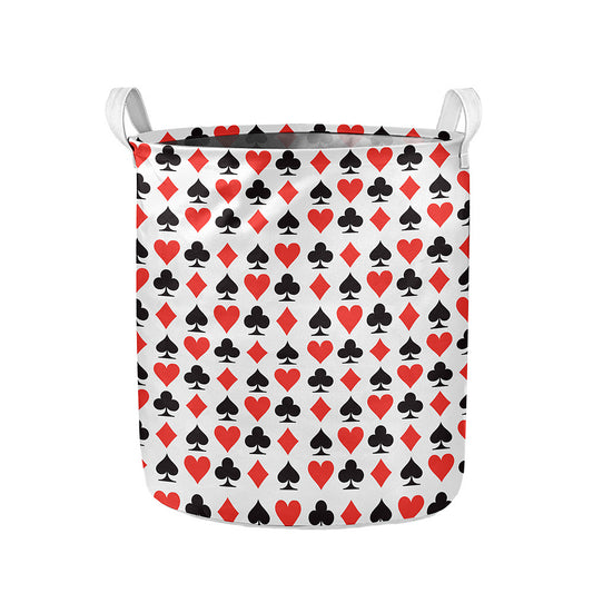 Playing Card Symbols Pattern Print Collapsible Laundry Basket