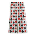 Playing Card Symbols Pattern Print Cotton Front Slit Maxi Skirt