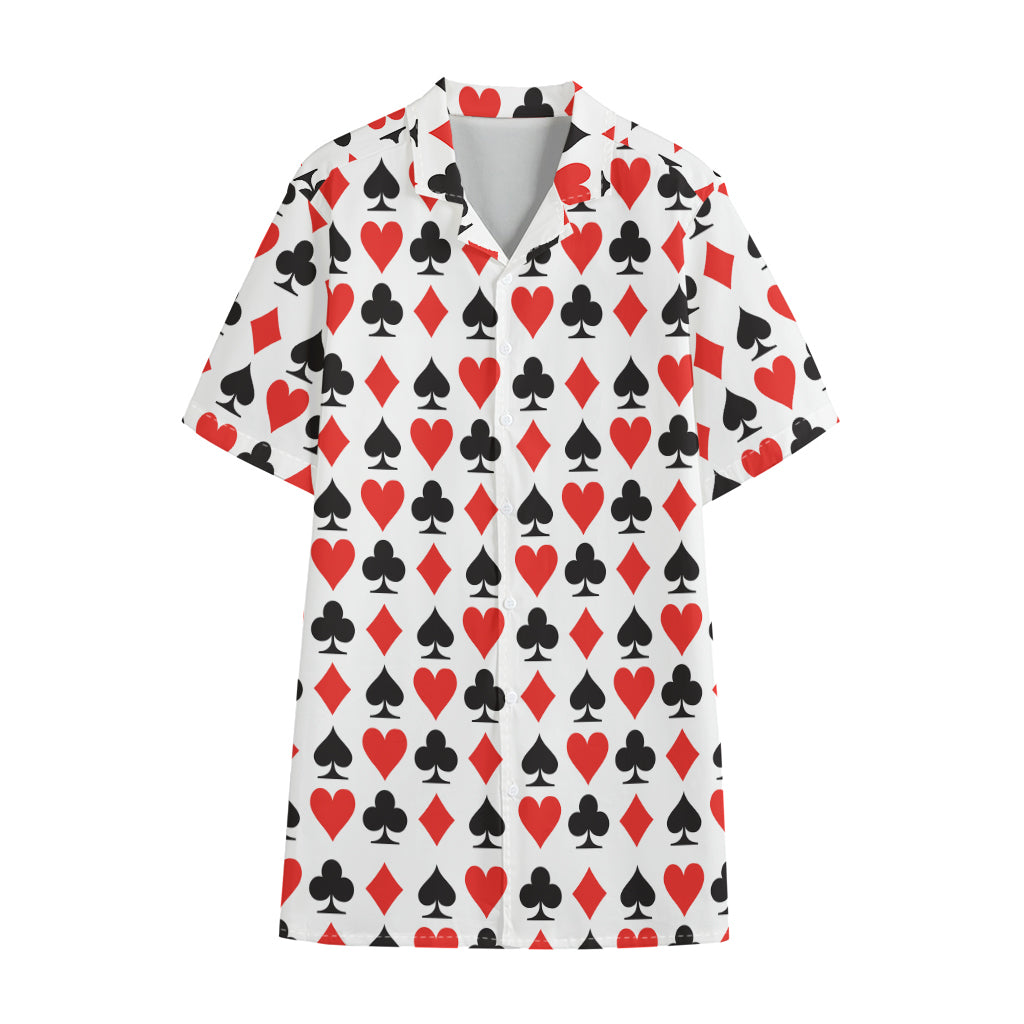 Playing Card Symbols Pattern Print Cotton Hawaiian Shirt