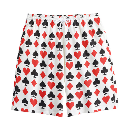 Playing Card Symbols Pattern Print Cotton Shorts