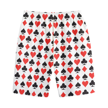 Playing Card Symbols Pattern Print Cotton Shorts