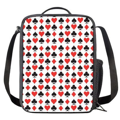 Playing Card Symbols Pattern Print Crossbody Lunch Bag