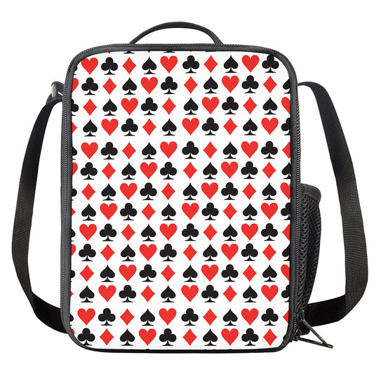 Playing Card Symbols Pattern Print Crossbody Lunch Bag