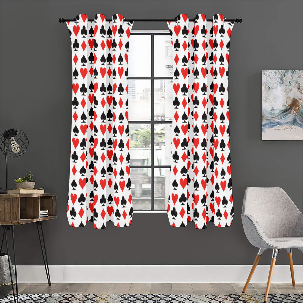 Playing Card Symbols Pattern Print Curtain