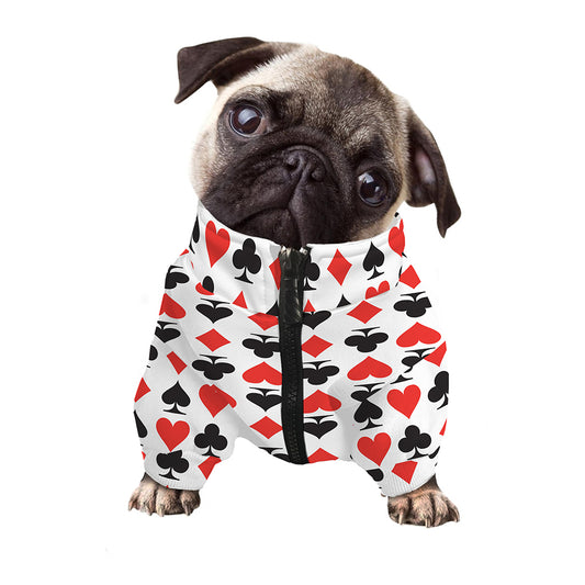 Playing Card Symbols Pattern Print Dog Zip Up Jacket