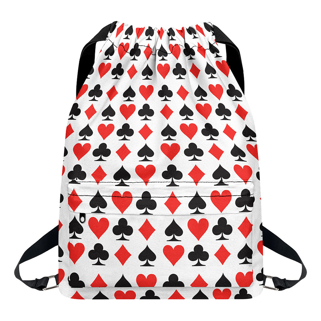 Playing Card Symbols Pattern Print Drawstring Backpack