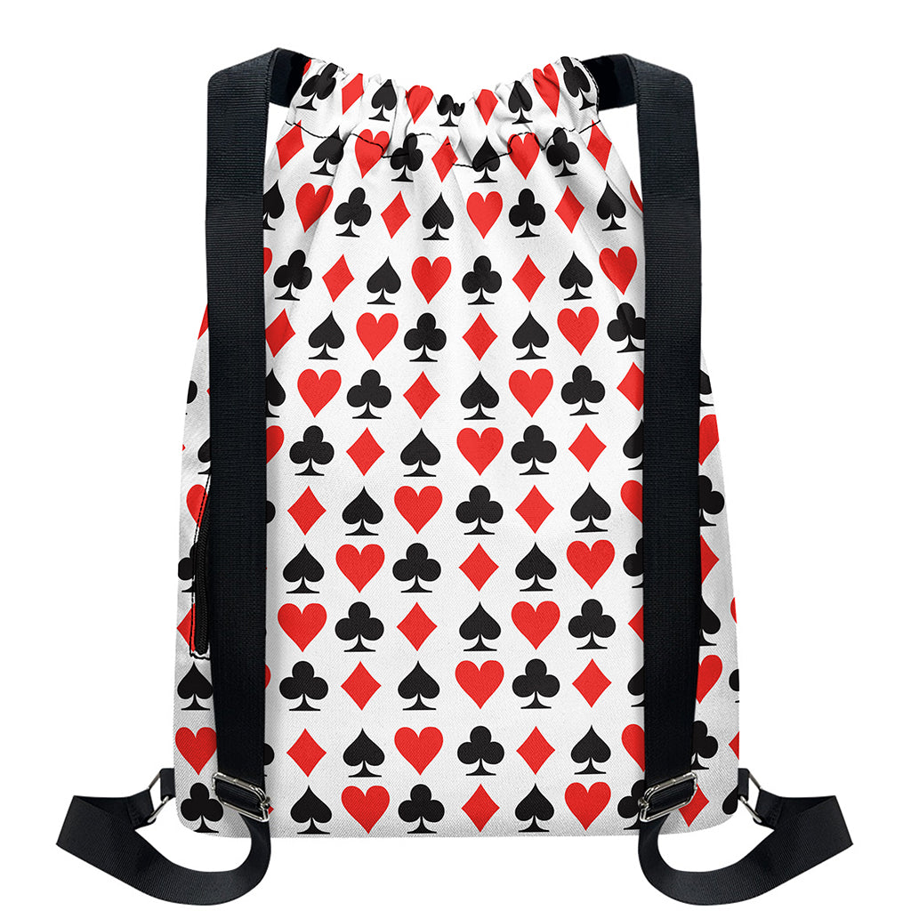Playing Card Symbols Pattern Print Drawstring Backpack