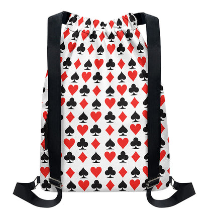 Playing Card Symbols Pattern Print Drawstring Backpack
