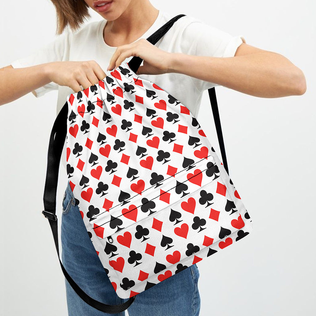 Playing Card Symbols Pattern Print Drawstring Backpack