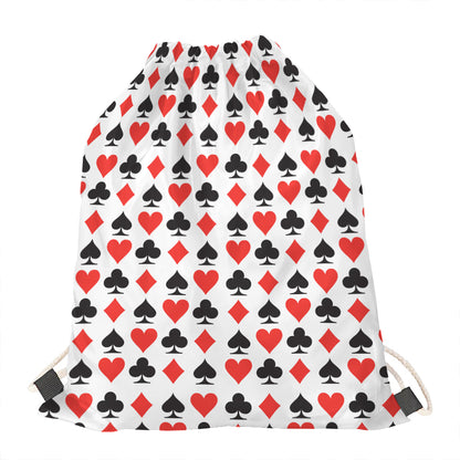 Playing Card Symbols Pattern Print Drawstring Bag