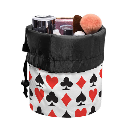 Playing Card Symbols Pattern Print Drawstring Makeup Bag
