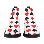 Playing Card Symbols Pattern Print Flat Ankle Boots