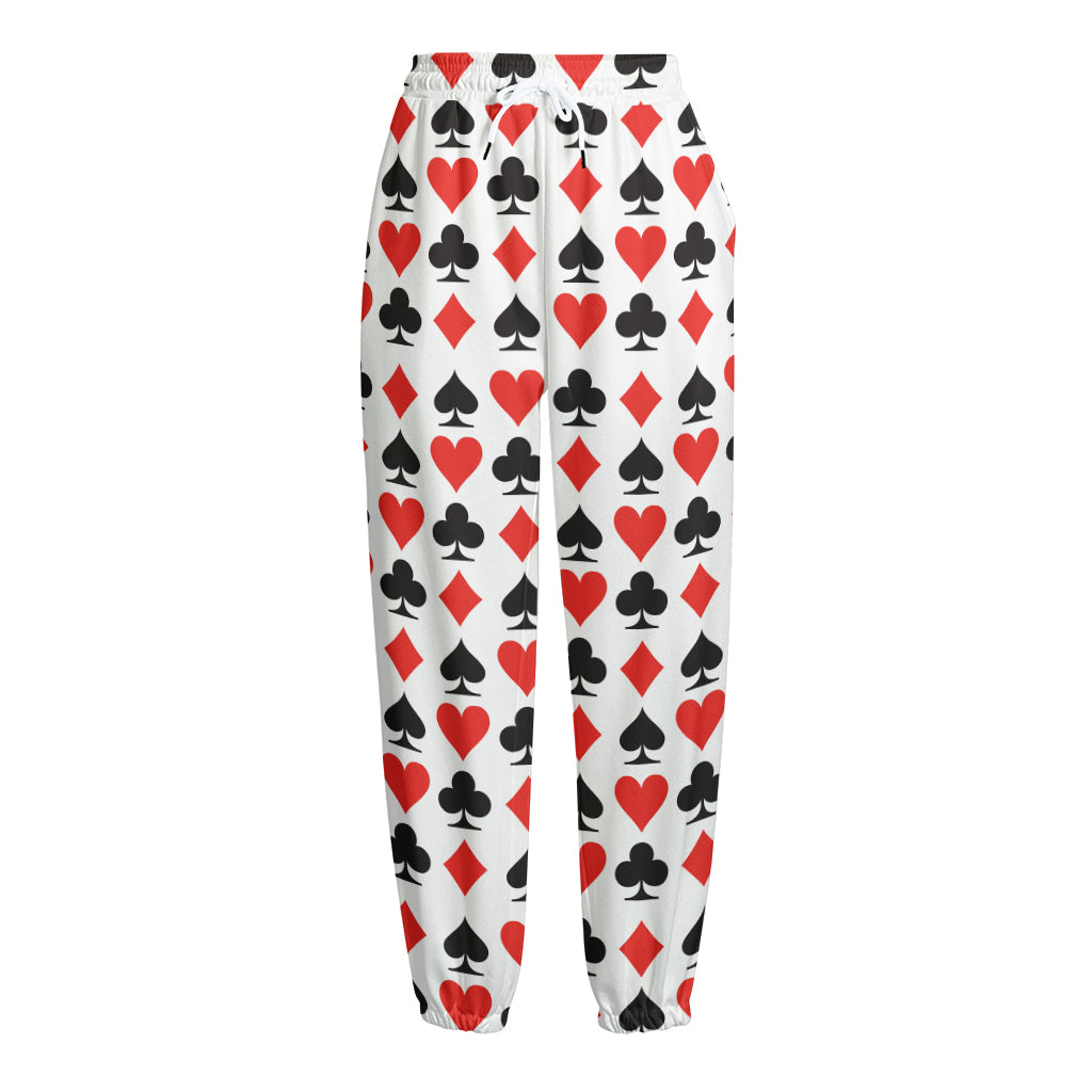 Playing Card Symbols Pattern Print Fleece Lined Knit Pants