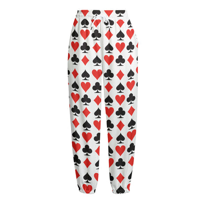 Playing Card Symbols Pattern Print Fleece Lined Knit Pants