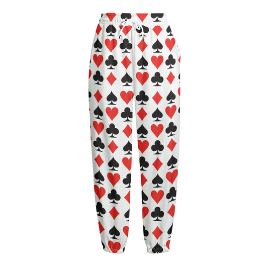 Playing Card Symbols Pattern Print Fleece Lined Knit Pants