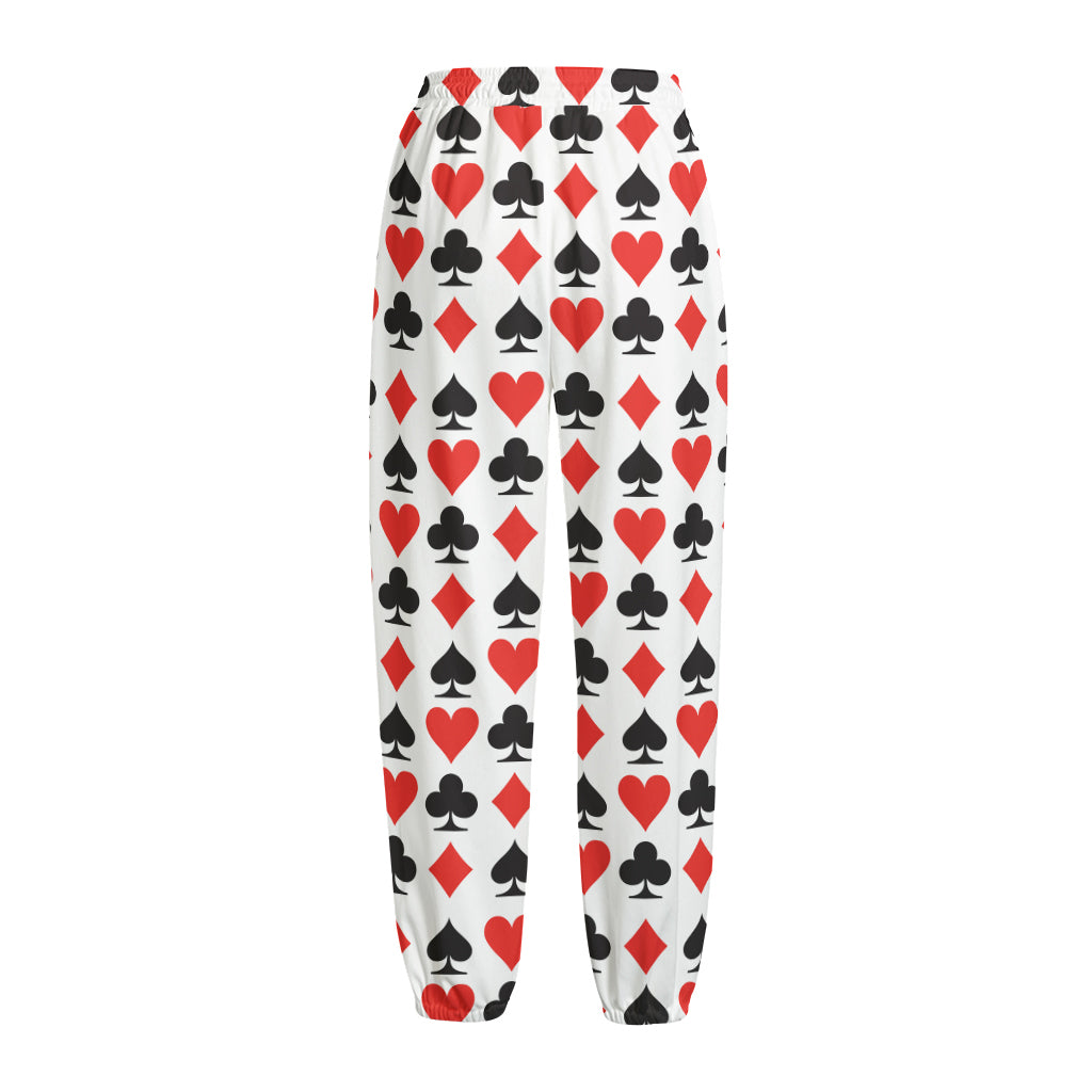 Playing Card Symbols Pattern Print Fleece Lined Knit Pants